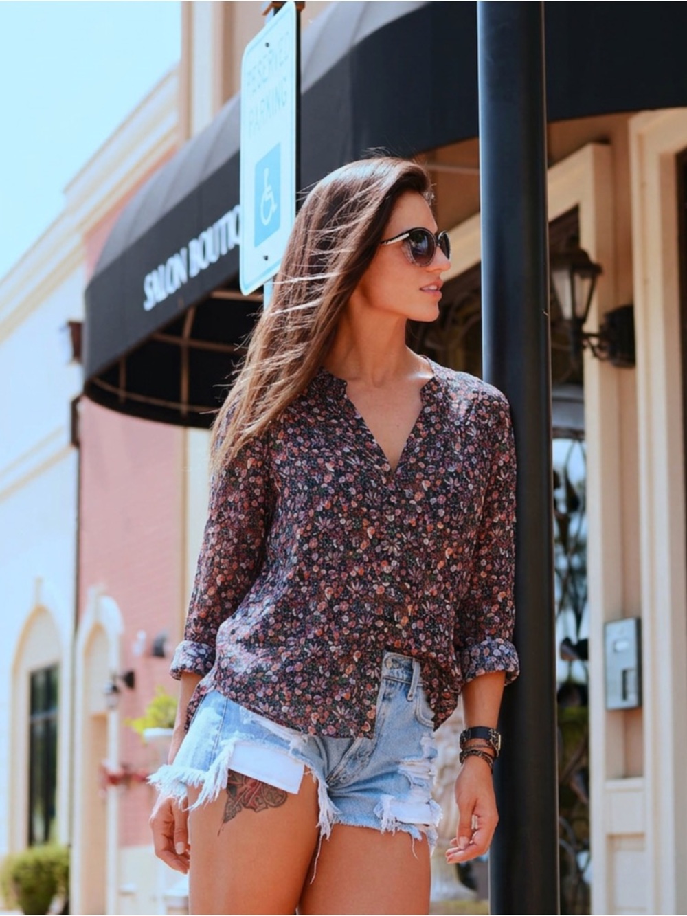 NWT Anthropologie Maeve Ditsy Floral Button Down Blouse Size Small - Black Multi